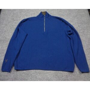 Ibex Sweater Mens L Blue 100% Wool 1/4 Zip Performance Pullover